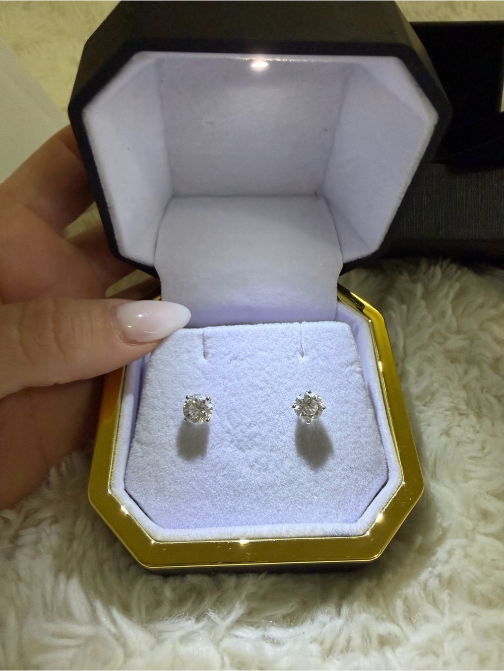 2 2/2 carat weight lab diamond earrings 14k white gold martini locked backings